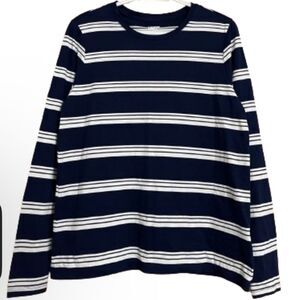 Lands' End Women’s Navy & Whit Stripe Long Sleeve Casual Tee Sz- S